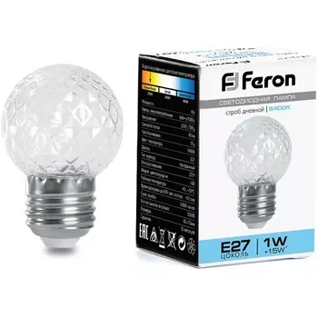 Лампа-строб Feron 38220 LB-377 Шарик прозрачный E27 1W 6400K