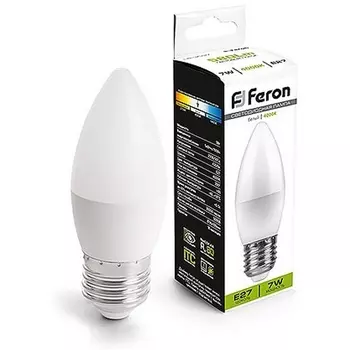 Лампа светодиодная Feron 41380 LB-3097, C37 (свеча) 7W 220V E27 4000К
