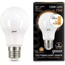 Лампочка 10W E27 2700K 1/10/50 Gauss 102502110-S