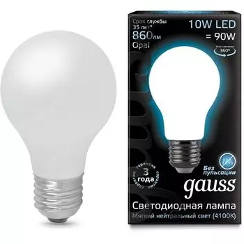 Лампочка E27 10W 4100К 1/10/40 Gauss Filament 102202210