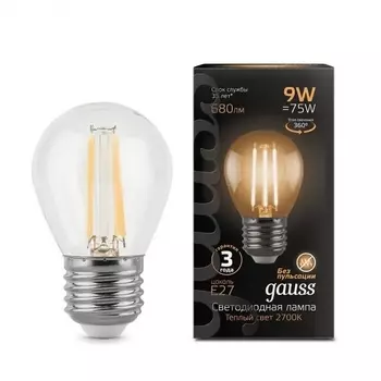 Лампочка E27 9W 2700K 1/10/50 Gauss Filament 105802109