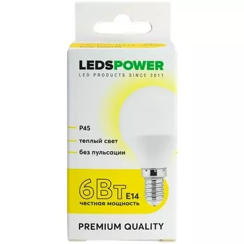 Лампочка светодиодная E14 6Вт 3000K LEDS POWER 006710 LEDS Power