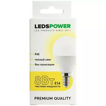 Лампочка светодиодная E14 8Вт 3000K LEDS POWER 006734 LEDS Power