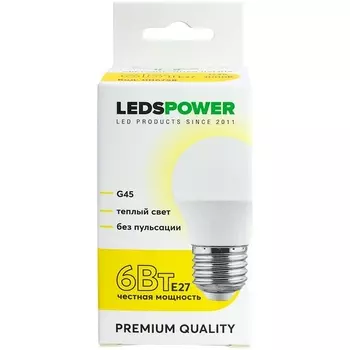 Лампочка светодиодная E27 6Вт 3000K LEDS POWER 006758 LEDS Power