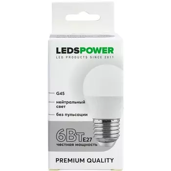 Лампочка светодиодная E27 6Вт 4000K LEDS POWER 006765 LEDS Power