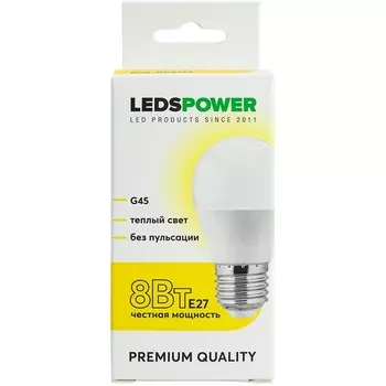 Лампочка светодиодная E27 8Вт 3000K LEDS POWER 006772 LEDS Power