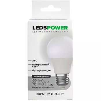 Лампочка светодиодная E27 9Вт 4000K диммируемая LEDS POWER 006567 LEDS Power