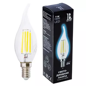 Лампочка светодиодная филаментная E14-7W-WW-flame filament_lb L&B