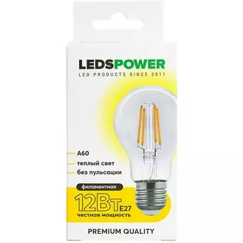 Лампочка светодиодная филаментная E27 12Вт 3000K LEDS POWER 007137 LEDS Power