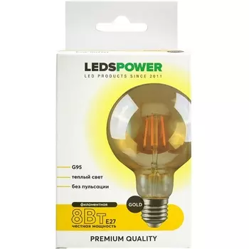 Лампочка светодиодная филаментная E27 8Вт 2500K LEDS POWER 007151 LEDS Power