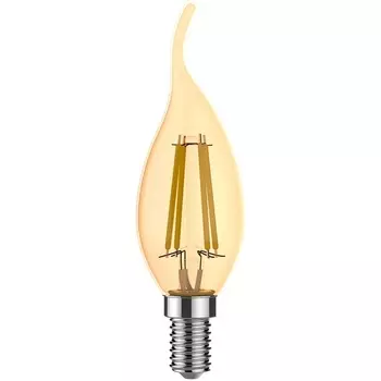 Лампочка светодиодная филаментная Gauss Filament 1047154 Свеча на ветру 3,8W 350lm 2400К Е14 golden