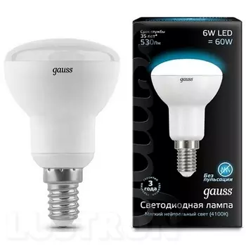 Лампочка светодиодная груша E14 6W 4100K 530lm Gauss 106001206