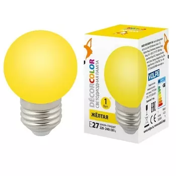Лампочка светодиодная Volpe LED-G45-1W/YELLOW/E27/FR/С