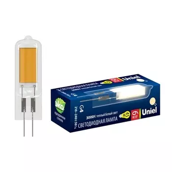 Лампочка светодиодная LED-JC-220/6W/3000K/G4/CL GLZ08TR картон Uniel
