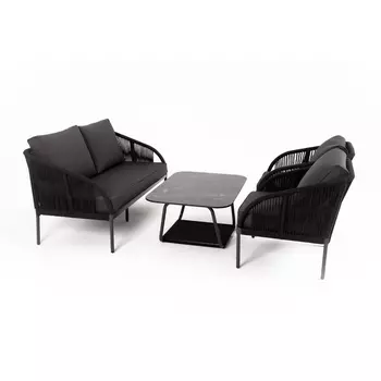 Лаунж-зона 4-местная плетеная из роупа (веревки), цвет темно-серый 4SIS Канны KANS2C2T-4-SET D-gray