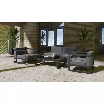 Лаунж зона Gardenini Villino (Алюминий,Закаленное стекло,Ткань/Темно-серый,Антрацит,Черный) LVLN.010500.S2