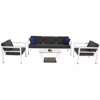 Лаунж-зона из алюминия со столиком из HPL 5-местная 4SIS Эстелья Indoor-4SiS-2412