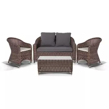 Лаунж зона из искусственного ротанга, цвет коричневый 4SIS Кон Панна С KPSS2C2T-4-SET