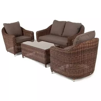 Лаунж-зона из искусственного ротанга, цвет коричневый 4SIS Кон Панна KPS2C2TJ-4-SET brown