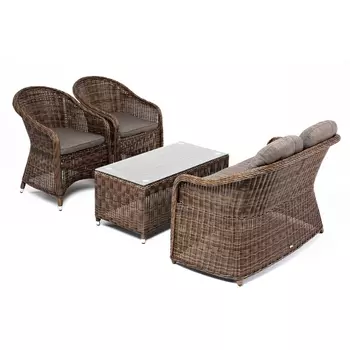 Лаунж-зона из искусственного ротанга, цвет коричневый 4SIS Равенна RS2C2T-4-SET brown
