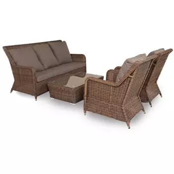 Лаунж-зона из искусственного ротанга, цвет коричневый 4SIS Гляссе GS3C2T-4-SET brown
