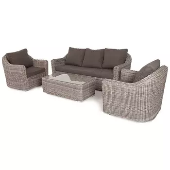 Лаунж-зона из искусственного ротанга, цвет серый 4SIS Фабриция FS3C2T-4-SET gray