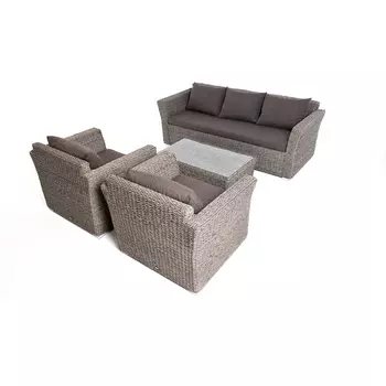 Лаунж-зона из искусственного ротанга (гиацинт), цвет серый 4SIS Капучино KS3C2T-4-SET-TW graphite