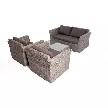 Лаунж-зона из искусственного ротанга (гиацинт), цвет серый 4SIS Капучино Сингл KSS2C2T-4-SET-TW graphite