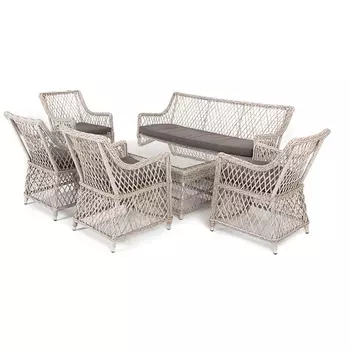 Лаунж-зона из искусственного ротанга на 6 персоны, цвет бежевый 4SIS Асти AS2C4JT-6-SET beige