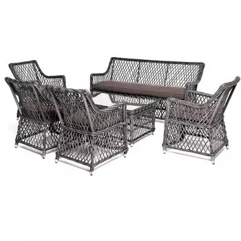 Лаунж-зона из искусственного ротанга на 6 персоны, цвет графит 4SIS Асти AS2C4JT-6-SET graphite