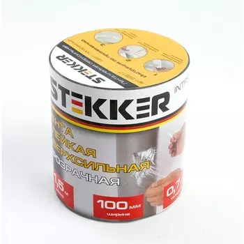 Лента клейкая сверхсильная 0,7x100 мм длина 1,5 м прозрачная Stekker 39917