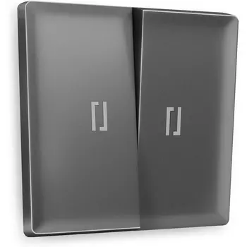 Лицевая панель Ambrella Volt ALFA (Антрацит серый) для 2-клавишных выключателей с подсветкой QUANT AP6540