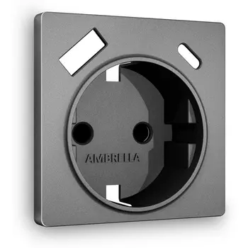 Лицевая панель Ambrella Volt ALFA (Антрацит серый) для электрической розетки с заземлением со шторками 2USB A+C QUANT AP6600