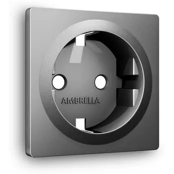 Лицевая панель Ambrella Volt ALFA (Антрацит серый) для электрической розетки с заземлением QUANT AP6560