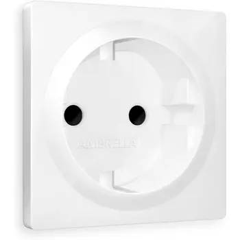 Лицевая панель Ambrella Volt ALFA (Белый глянец) для электрической розетки с заземлением со шторками QUANT AP1070