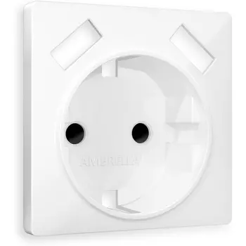 Лицевая панель Ambrella Volt ALFA (Белый глянец) для электрической розетки с заземлением со шторками 2USB QUANT AP1090