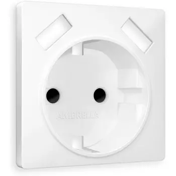 Лицевая панель Ambrella Volt ALFA (Белый матовый) для электрической розетки с/з со шторками 2USB A+A QUANT AP1290