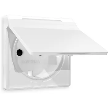 Лицевая панель Ambrella Volt ALFA (Белый матовый) для электрической розетки с/з со шторками и крышкой IP44 QUANT AP1280