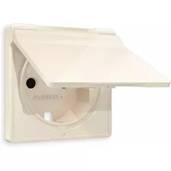 Лицевая панель Ambrella Volt ALFA (Бежевый глянец) для электрической розетки с заземлением со шторками и крышкой IP44 QUANT