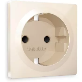 Лицевая панель Ambrella Volt ALFA (Бежевый глянец) для электрической розетки с заземлением и шторками QUANT AP3070