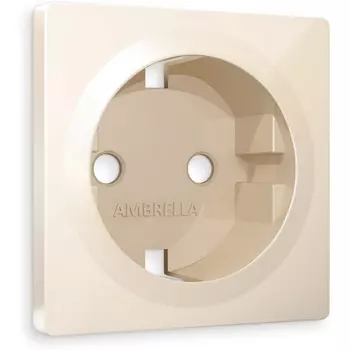 Лицевая панель Ambrella Volt ALFA (Бежевый глянец) для электрической розетки с заземлением QUANT AP3060