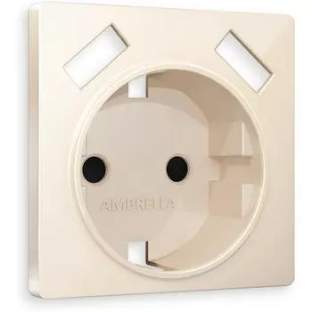 Лицевая панель Ambrella Volt ALFA (Бежевый глянец) для электрической розетки с заземлением со шторками 2USB A+A QUANT AP3090