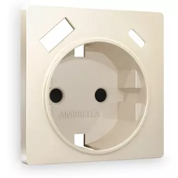 Лицевая панель Ambrella Volt ALFA (Бежевый матовый) для электрической розетки с/з со шторками 2USB A+C QUANT AP3300