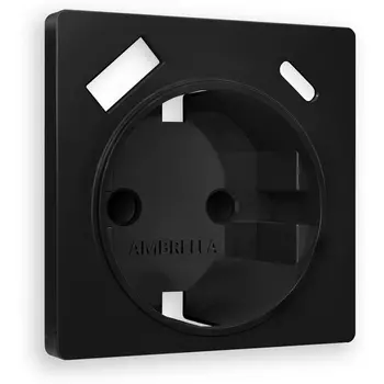 Лицевая панель Ambrella Volt ALFA (Черный матовый) для электрической розетки с заземлением со шторками 2USB A+C QUANT AP8100