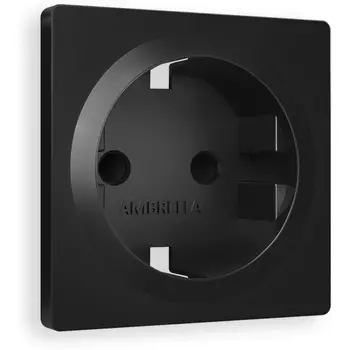Лицевая панель Ambrella Volt ALFA (Черный матовый) для электрической розетки с заземлением и шторками QUANT AP8070