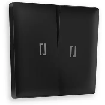 Лицевая панель Ambrella Volt ALFA (Черный матовый) для 2-клавишных выключателей с подсветкой QUANT AP8040