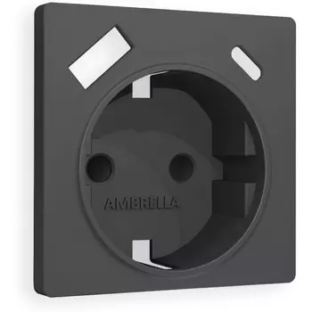 Лицевая панель Ambrella Volt ALFA (Графит Мягкое касание) для электрической розетки с заземлением со шторками 2USB A+C QUANT AP9100