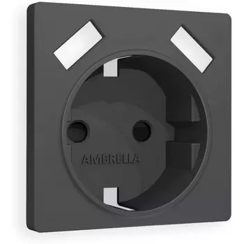 Лицевая панель Ambrella Volt ALFA (Графит Мягкое касание) для электрической розетки с заземлением со шторками 2USB A+A QUANT AP9090