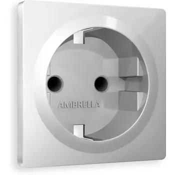 Лицевая панель Ambrella Volt ALFA (Серебро глянец) для электрической розетки с заземлением со шторками QUANT AP4070