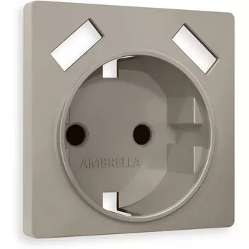 Лицевая панель Ambrella Volt ALFA (Серо-бежевый матовый) для электрической розетки с/з со шторками 2USB A+A QUANT AP3690